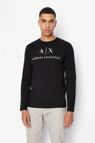 Armani Exchange ανδρική μακρυμάνικη μπλούζα με logo print - 8NZTCHZ8H4Z Μαύρο XXL